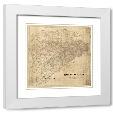 Houston County Texas -1896 White Modern Wood Framed Art Print with Double Matting by Unknown