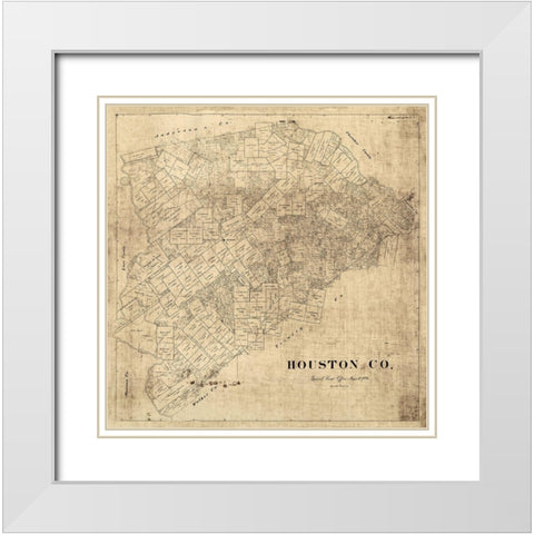 Houston County Texas -1896 White Modern Wood Framed Art Print with Double Matting by Unknown