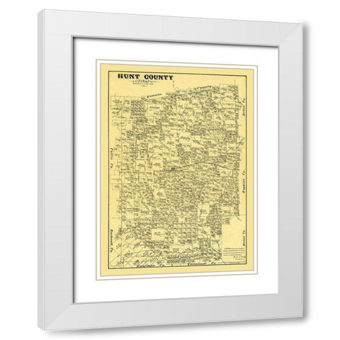 Hunt County Texas - Walsh 1879 White Modern Wood Framed Art Print with Double Matting by Walsh