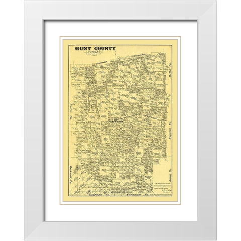 Hunt County Texas - Walsh 1879 White Modern Wood Framed Art Print with Double Matting by Walsh