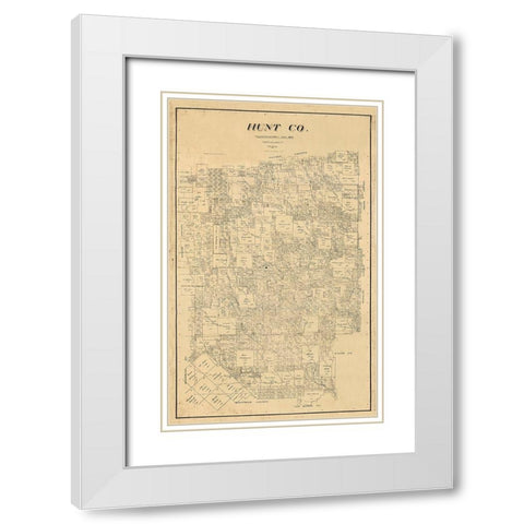 Hunt County Texas - Pressler 1894 White Modern Wood Framed Art Print with Double Matting by Pressler
