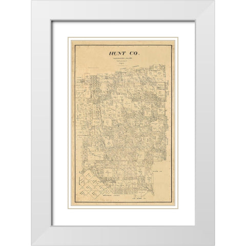 Hunt County Texas - Pressler 1894 White Modern Wood Framed Art Print with Double Matting by Pressler