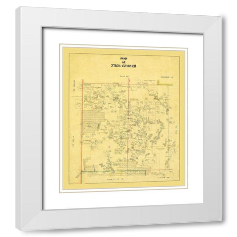 Jack County Texas - 1868 White Modern Wood Framed Art Print with Double Matting by Unknown