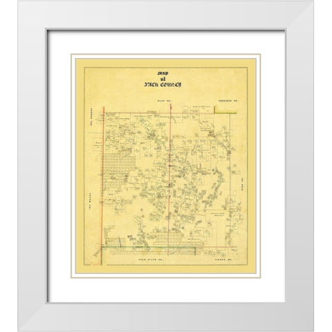 Jack County Texas - 1868 White Modern Wood Framed Art Print with Double Matting by Unknown