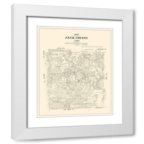 Jack County Texas - Walsh 1879 White Modern Wood Framed Art Print with Double Matting by Walsh