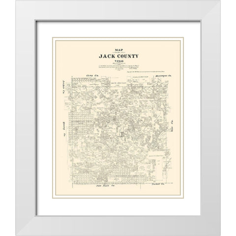 Jack County Texas - Walsh 1879 White Modern Wood Framed Art Print with Double Matting by Walsh