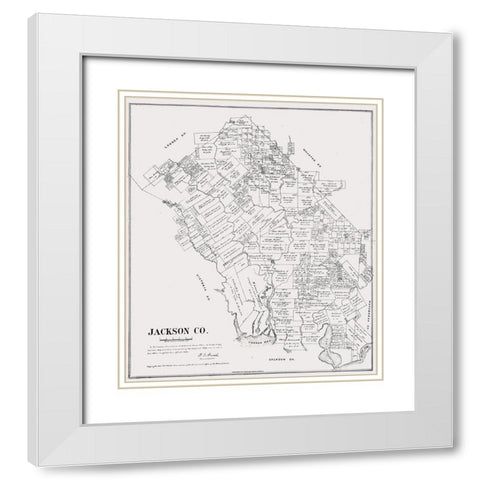 Jackson County Texas - Walsh 1880 White Modern Wood Framed Art Print with Double Matting by Walsh