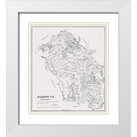 Jackson County Texas - Walsh 1880 White Modern Wood Framed Art Print with Double Matting by Walsh