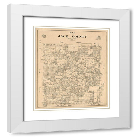 Jack County Texas - Baker 1896 White Modern Wood Framed Art Print with Double Matting by Baker