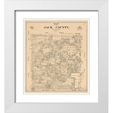 Jack County Texas - Baker 1896 White Modern Wood Framed Art Print with Double Matting by Baker