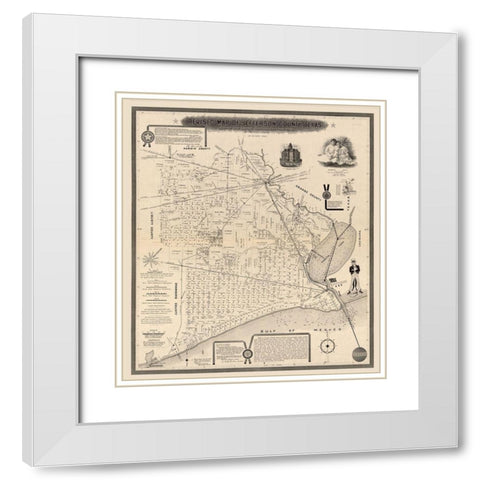 Jefferson County Texas - Higgins 1898 White Modern Wood Framed Art Print with Double Matting by Higgins
