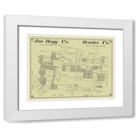 Jim Hogg and Brooks County Texas - McDonald 1912 White Modern Wood Framed Art Print with Double Matting by McDonald