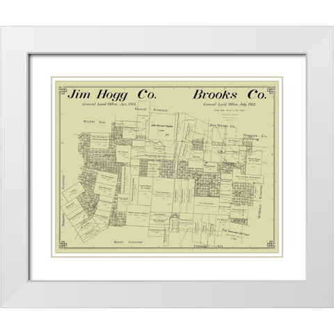 Jim Hogg and Brooks County Texas - McDonald 1912 White Modern Wood Framed Art Print with Double Matting by McDonald