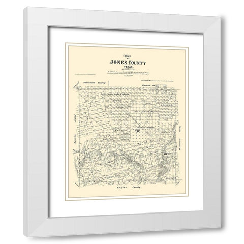 Jones County Texas - Walsh 1879 White Modern Wood Framed Art Print with Double Matting by Walsh