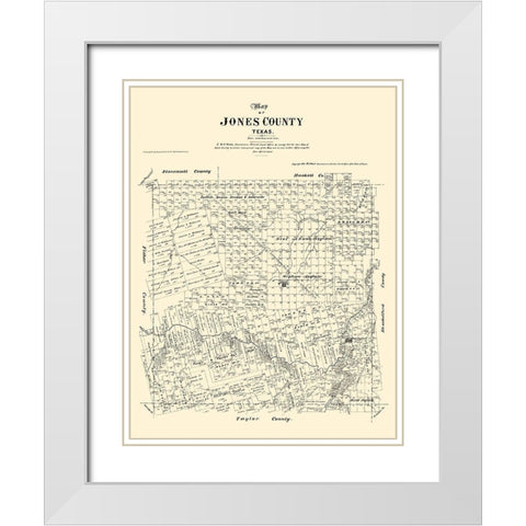 Jones County Texas - Walsh 1879 White Modern Wood Framed Art Print with Double Matting by Walsh