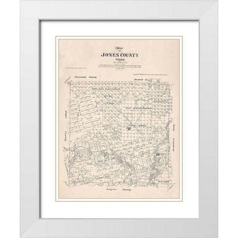 Jones County Texas - Walsh 1879 White Modern Wood Framed Art Print with Double Matting by Walsh
