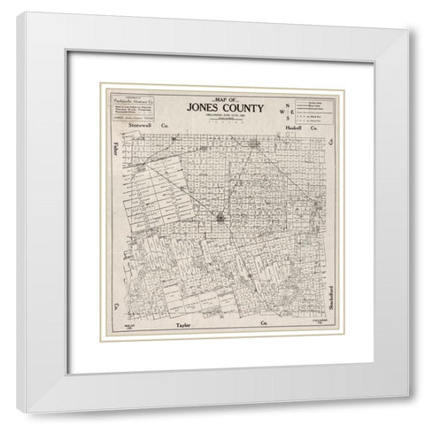 Jones County Texas -1880 White Modern Wood Framed Art Print with Double Matting by Unknown
