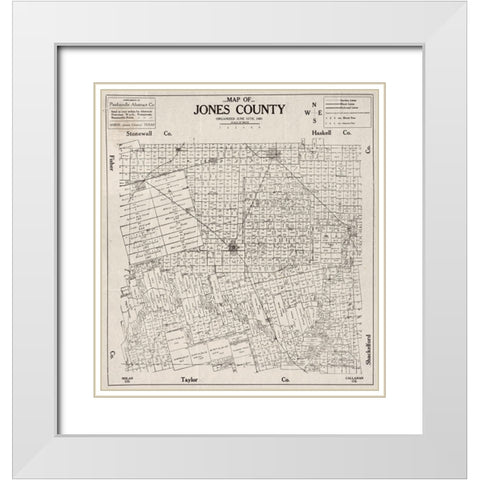 Jones County Texas -1880 White Modern Wood Framed Art Print with Double Matting by Unknown