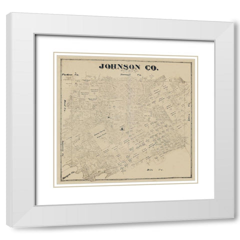 Johnson County Texas -1887 White Modern Wood Framed Art Print with Double Matting by Unknown