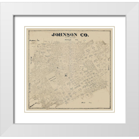 Johnson County Texas -1887 White Modern Wood Framed Art Print with Double Matting by Unknown