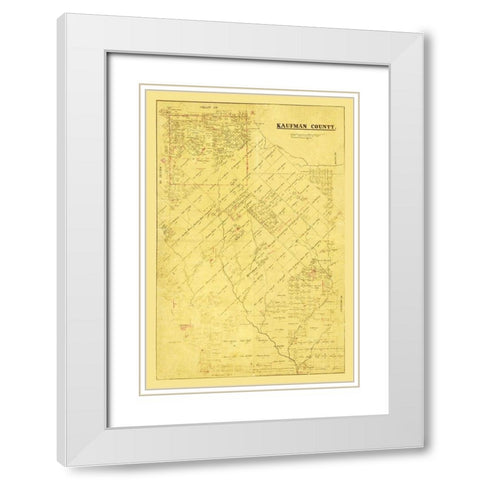Kaufman County Texas -1871 White Modern Wood Framed Art Print with Double Matting by Unknown