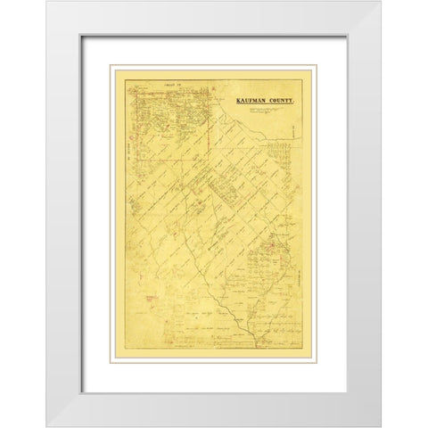 Kaufman County Texas -1871 White Modern Wood Framed Art Print with Double Matting by Unknown
