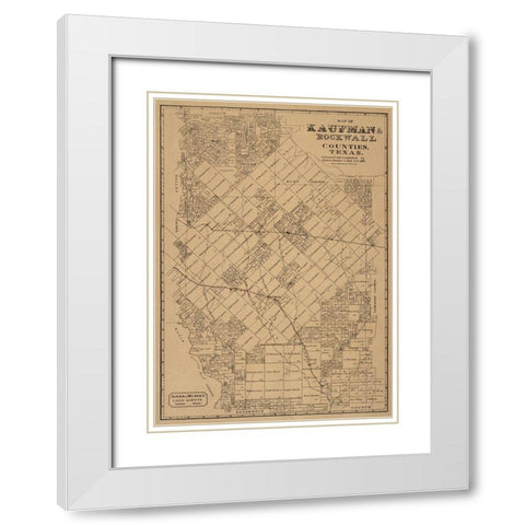 Kaufman County Texas - Jones 1878 White Modern Wood Framed Art Print with Double Matting by Jones