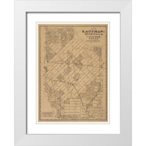 Kaufman County Texas - Jones 1878 White Modern Wood Framed Art Print with Double Matting by Jones