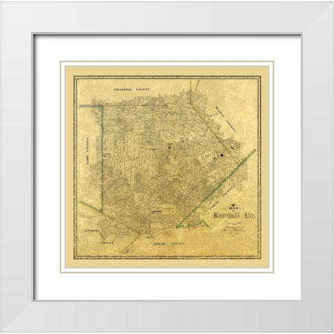 Kendall County Texas - Rosenberg 1879 White Modern Wood Framed Art Print with Double Matting by Rosenberg