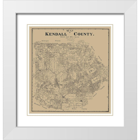 Kendall County Texas - Giles 1899 White Modern Wood Framed Art Print with Double Matting by Giles