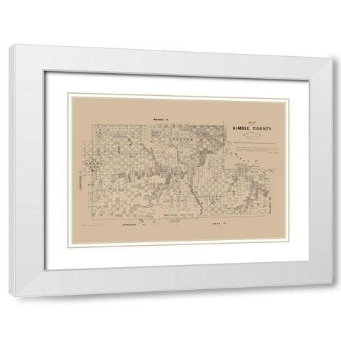 Kimble County Texas - Walsh 1879 White Modern Wood Framed Art Print with Double Matting by Walsh