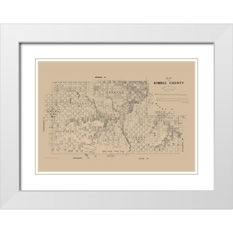 Kimble County Texas - Walsh 1879 White Modern Wood Framed Art Print with Double Matting by Walsh