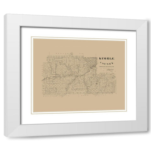Kimble County Texas - McGaughey 1892 White Modern Wood Framed Art Print with Double Matting by McGaughey