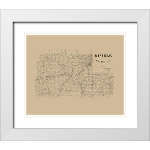 Kimble County Texas - McGaughey 1892 White Modern Wood Framed Art Print with Double Matting by McGaughey