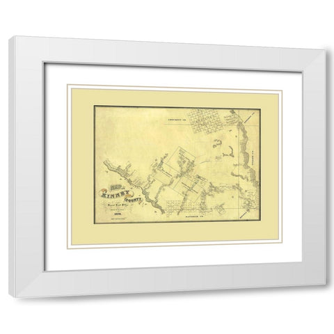 Kinney County Texas - Blau 1876 White Modern Wood Framed Art Print with Double Matting by Blau