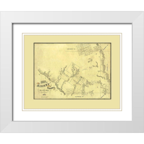 Kinney County Texas - Blau 1876 White Modern Wood Framed Art Print with Double Matting by Blau