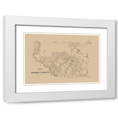 Kinney County Texas -1879 White Modern Wood Framed Art Print with Double Matting by Unknown