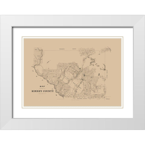 Kinney County Texas -1879 White Modern Wood Framed Art Print with Double Matting by Unknown