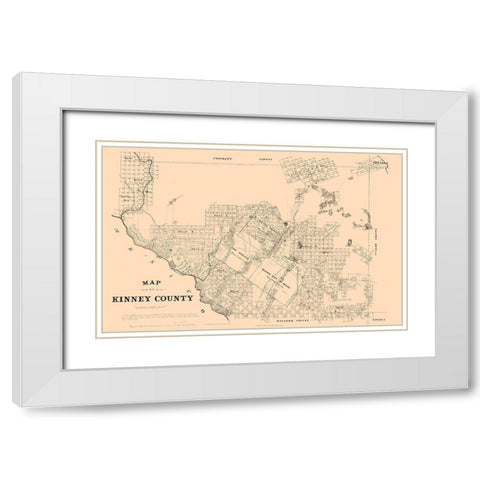 Kinney County Texas - Walsh 1879 White Modern Wood Framed Art Print with Double Matting by Walsh