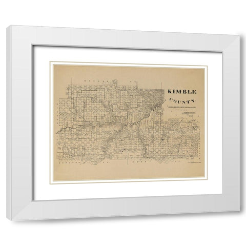 Kimble County Texas - McGaughey 1892 White Modern Wood Framed Art Print with Double Matting by McGaughey