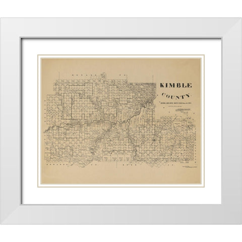 Kimble County Texas - McGaughey 1892 White Modern Wood Framed Art Print with Double Matting by McGaughey