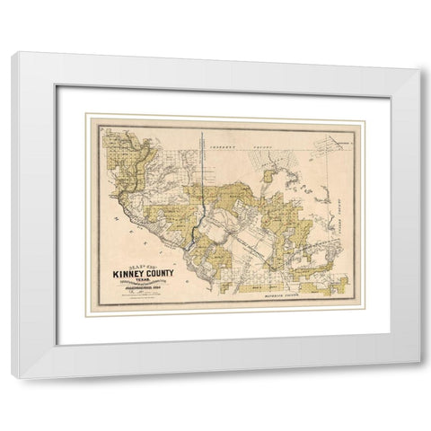 Kinney County Texas - Gast 1884 White Modern Wood Framed Art Print with Double Matting by Gast