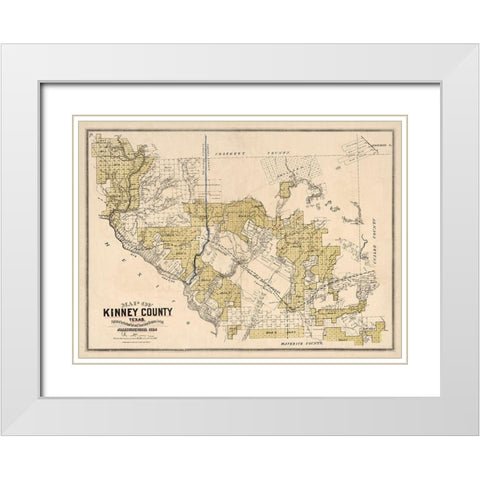 Kinney County Texas - Gast 1884 White Modern Wood Framed Art Print with Double Matting by Gast
