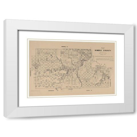 Kimble County Texas - Walsh 1879 White Modern Wood Framed Art Print with Double Matting by Walsh