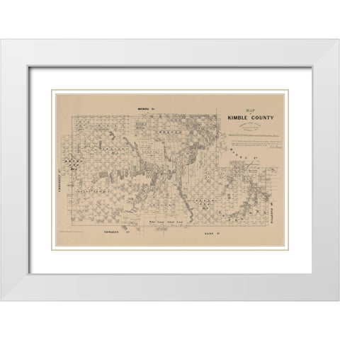 Kimble County Texas - Walsh 1879 White Modern Wood Framed Art Print with Double Matting by Walsh