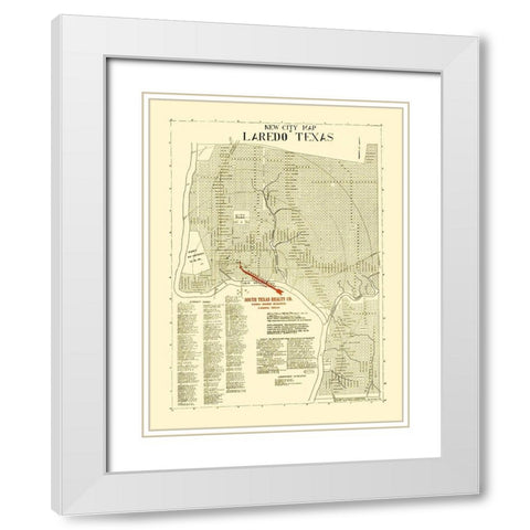 Laredo Texas - Alamo Blue Print 1930 White Modern Wood Framed Art Print with Double Matting by Alamo Blue Print