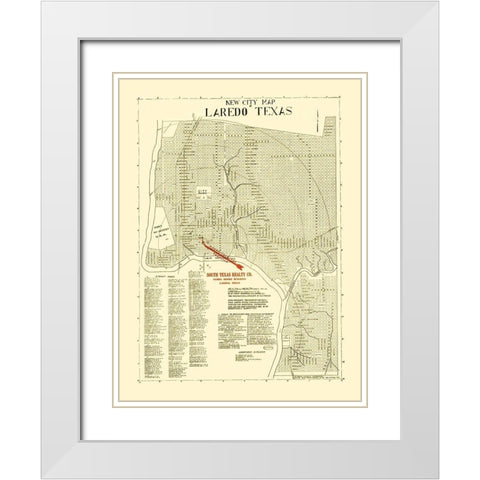 Laredo Texas - Alamo Blue Print 1930 White Modern Wood Framed Art Print with Double Matting by Alamo Blue Print