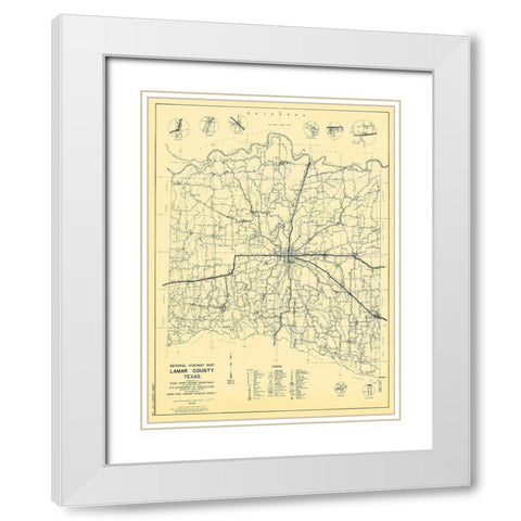 Lamar Texas Highway - Highway Dept 1936 White Modern Wood Framed Art Print with Double Matting by Highway Dept