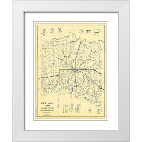 Lamar Texas Highway - Highway Dept 1936 White Modern Wood Framed Art Print with Double Matting by Highway Dept