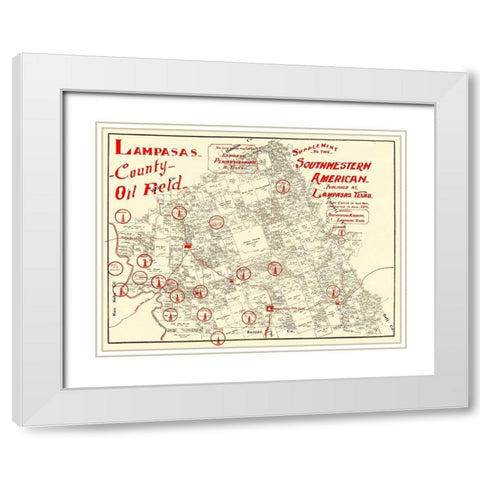 Lampasas County Oil Field Texas - 1920 White Modern Wood Framed Art Print with Double Matting by Unknown